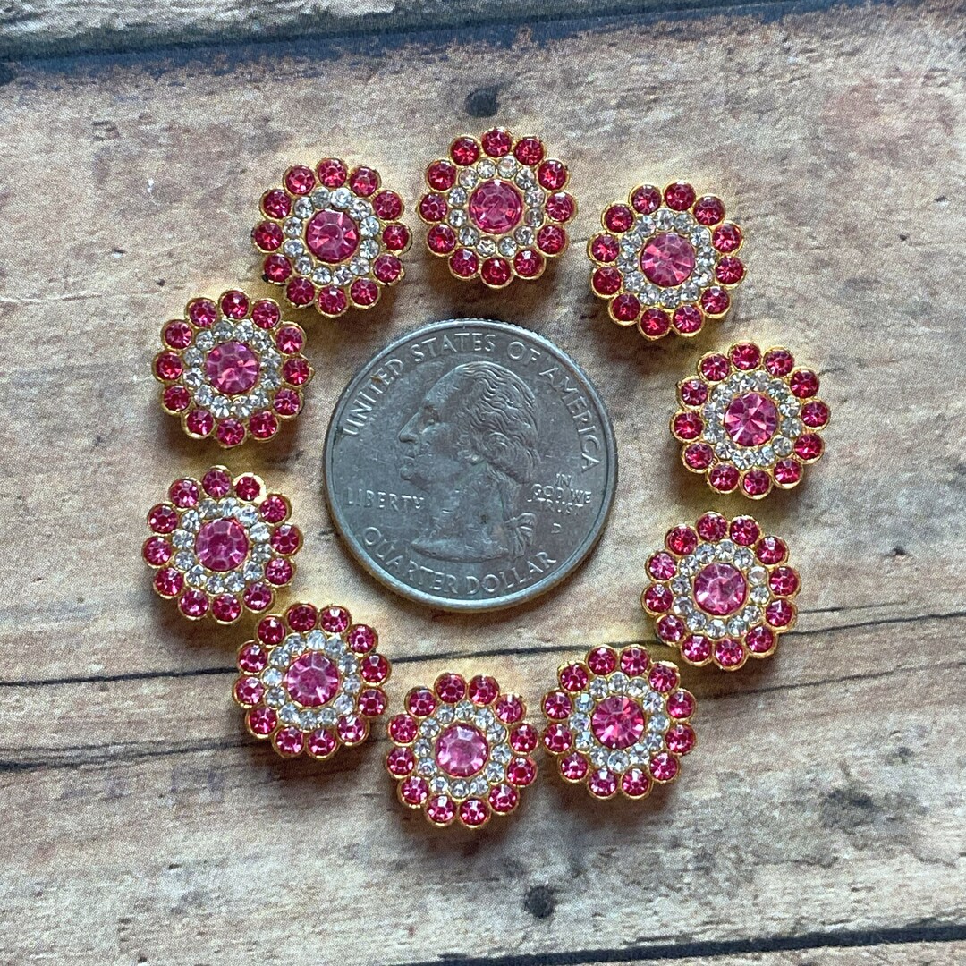 10 Pink Sapphire Rhinestone Clusters - Etsy