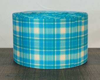3” Bright Blue / Cream Plaid