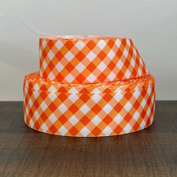 1.5” Orange & White Gingham