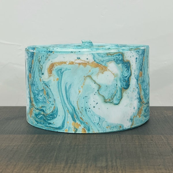 3” Turquoise Gold Veined Marble