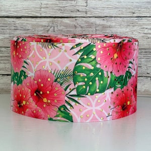 3” Pink Floral & Palms with gold foil dots