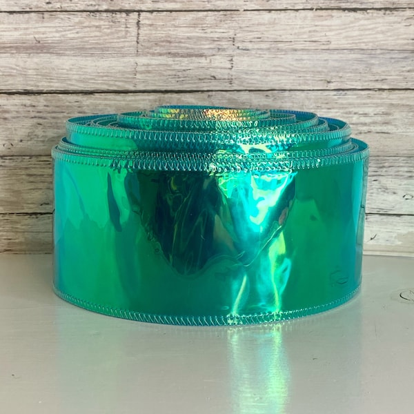 3” Aqua Mirrored Jelly Ribbon