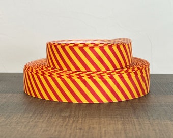 7/8” Burgundy & Gold Diagonal Stripe