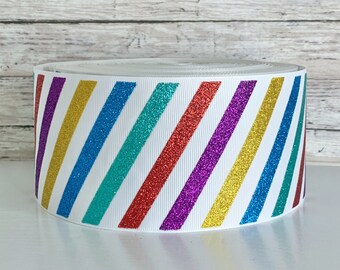 3” Colorful Glitter Stripe on White