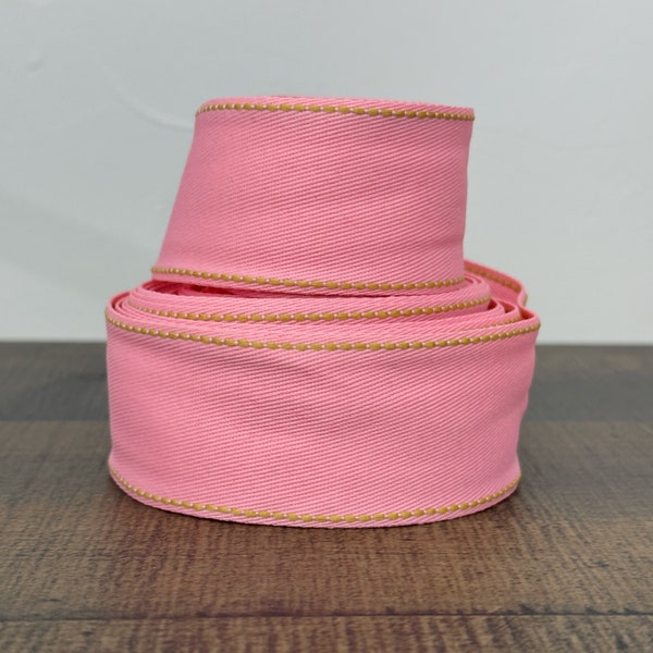 1.5” Pink Woven / Gold Stitch