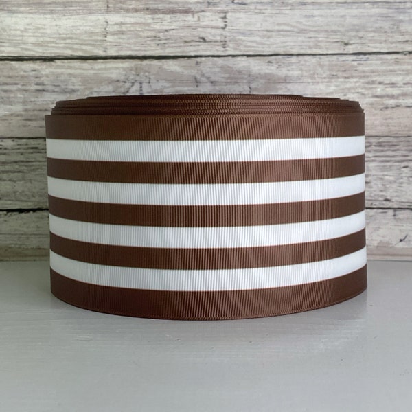 3” Dark Brown & White Stripe