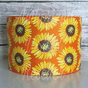 3” glitter Sunflowers on orange USDR