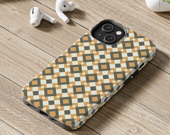 Retro Geometric Rhomb Cell Phone Case: Green & Yellow