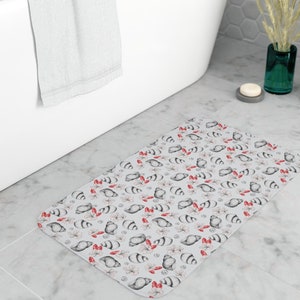 Seashells Bath Mat: Microfiber Memory Foam, Beach Theme Bathroom Decor