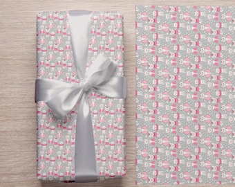 Pink Empress Kitty Wrapping Paper: Cat Pattern Gift Wrap