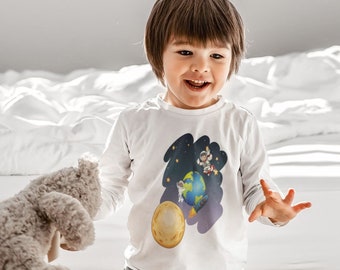 Astronaut Toddler Long Sleeve Shirt: Outer Space Rocketship Design