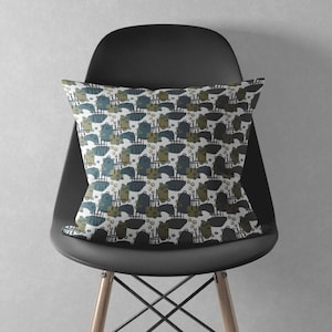 Urbane Squiggles Decorative Pillow Cover, Accent Pillow for Bed, Throw Pillow Cover Boho Decor, Green and Gold Throw Pillow Cover