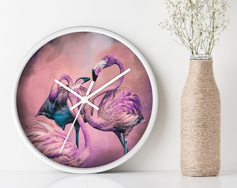 Pink Flamingo Wall Clock: Glitzy Home Decor, Silent Clock