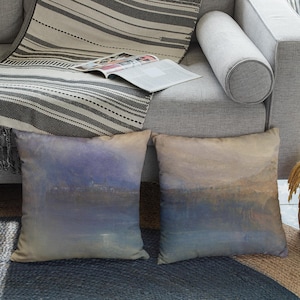 Blue Lake Faux Suede Pillow: Turner Inspired Accent Pillow