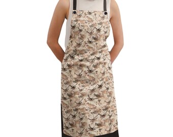 Bird Print Apron: Poly Twill Springtime Gardening Apron