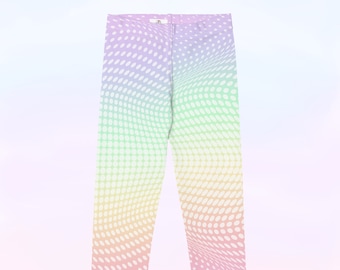 Pastel Halftone Kids Leggings, Pastel Rainbow Colorful Toddler Leggings Halftone Rainbow Leggings for Kids Cute Girl Leggings Toddler Pants