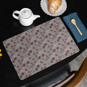 Red Hibiscus Flower Placemat: Farmhouse Floral Table Decor