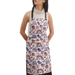 Red White Blue Patriotic Apron: American BBQ, Independence Day