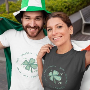 Irish Clover Jersey Shirt, Short Sleeve Clover Tee, Lucky St Patricks Day Shirt, Four Leaf Clover Tshirt, Irish Shirt Gift, Shamrock Tee