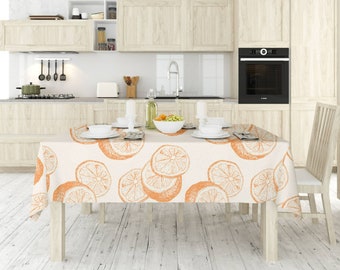 Orange citrusvirvelduk: Köksdekor i polyester (147 × 147 cm)