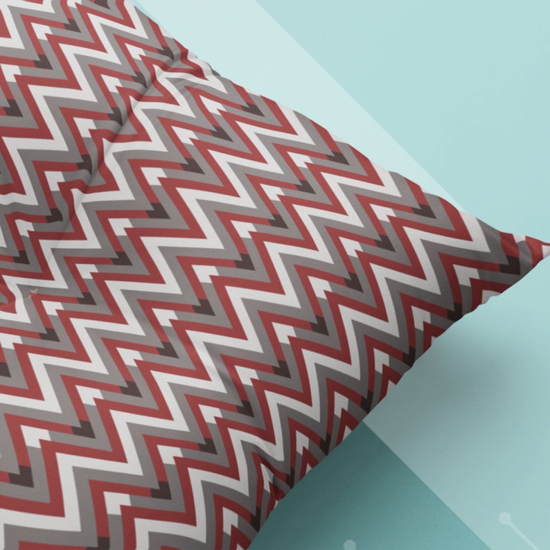 Red Chevron Allure Square Tufted Floor Pillow, Chevron Pattern Large Pillow Seating, Square Red