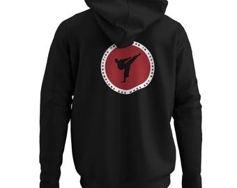 Karate Fighter Full Zip Hoodie, Find the Fighter in You, Champions are Made Not Born, Mens Hoodie for Martial Arts