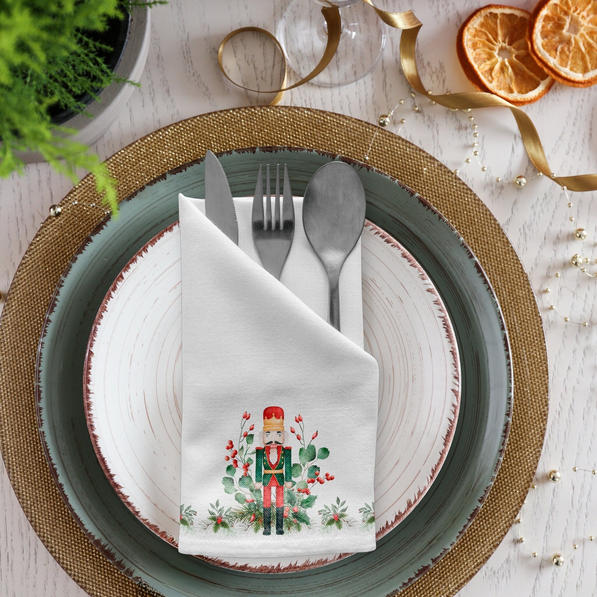 Nutcracker Cheer Napkins Set of 4 Nutcracker Décor Holiday Dinner