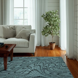 Radiant Mint, Green Abstract Area Rug, Rugs for Bedroom Aesthetic, Green Kitchen Area Rug, Green Modern Swirl Rug, Decorative Accent Rug