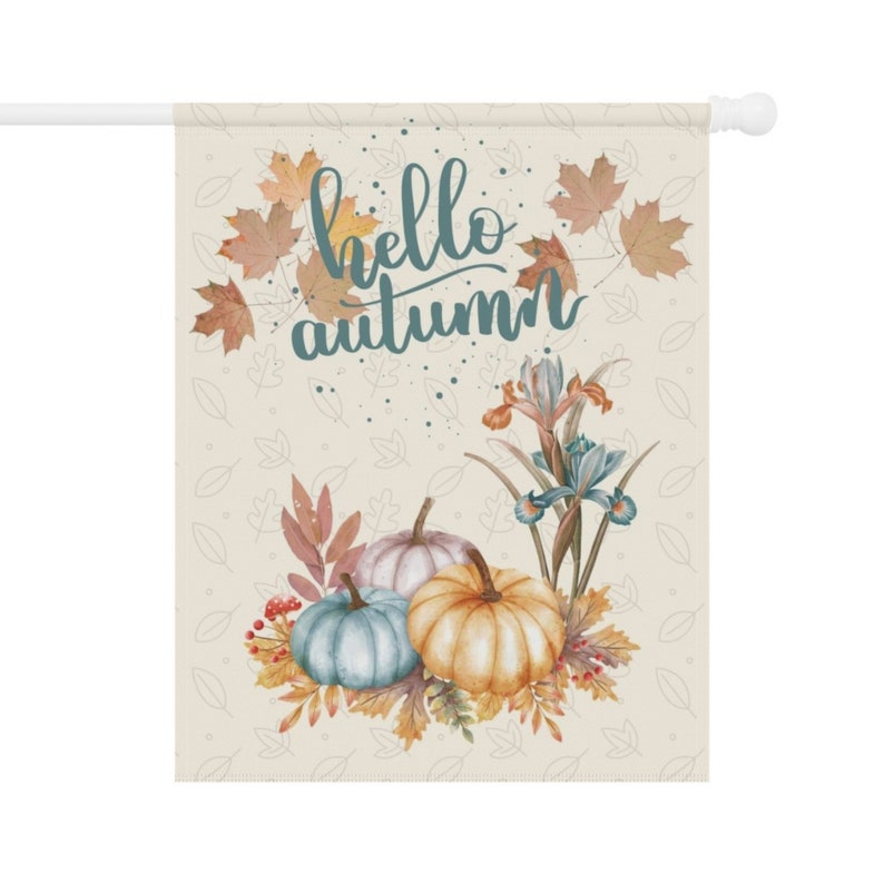 Hello Autumn Garden Flag: Pumpkin & Leaves Banner image 6