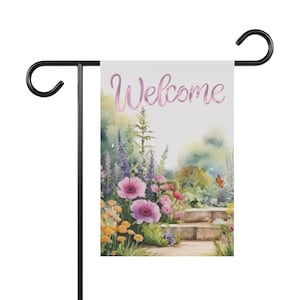 Petalscape Garden Banner Welcome Banner With Flowers For Summer Spring Flower Welcome Flag For Home Floral House Flag For Front Porch Décor