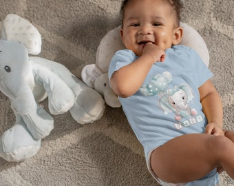 Elephant Baby Bodysuit, Unisex Jersey Cotton, Baby Shower Gift