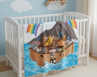 Arche Noah Baby Decke: Weicher Fleece Christliche Kinderzimmer Dekoration