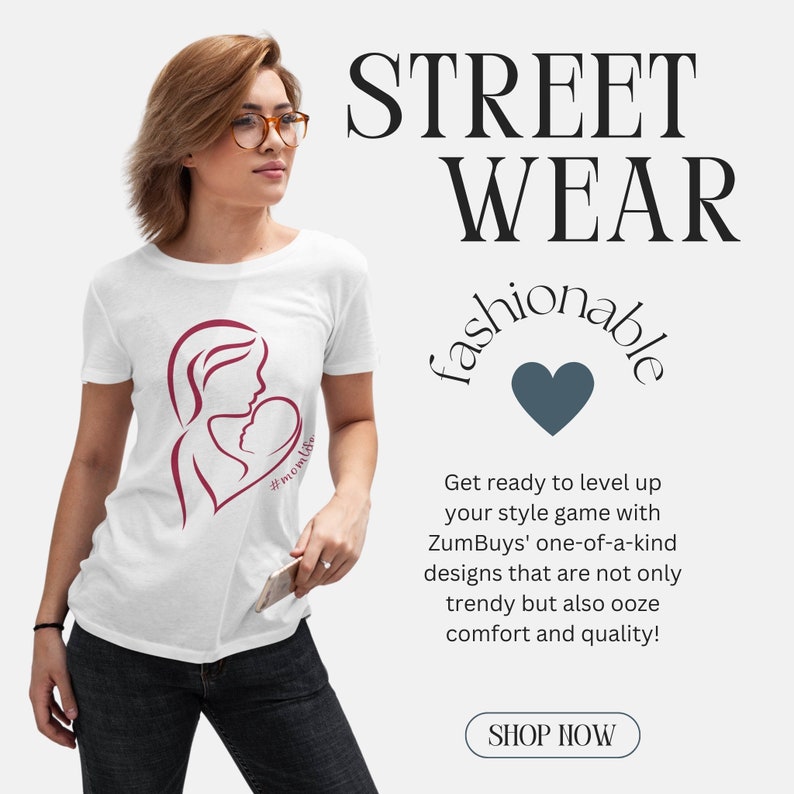 May include: White t-shirt with a maroon graphic of a mother and child in a heart shape. The graphic includes the text "#momlife".