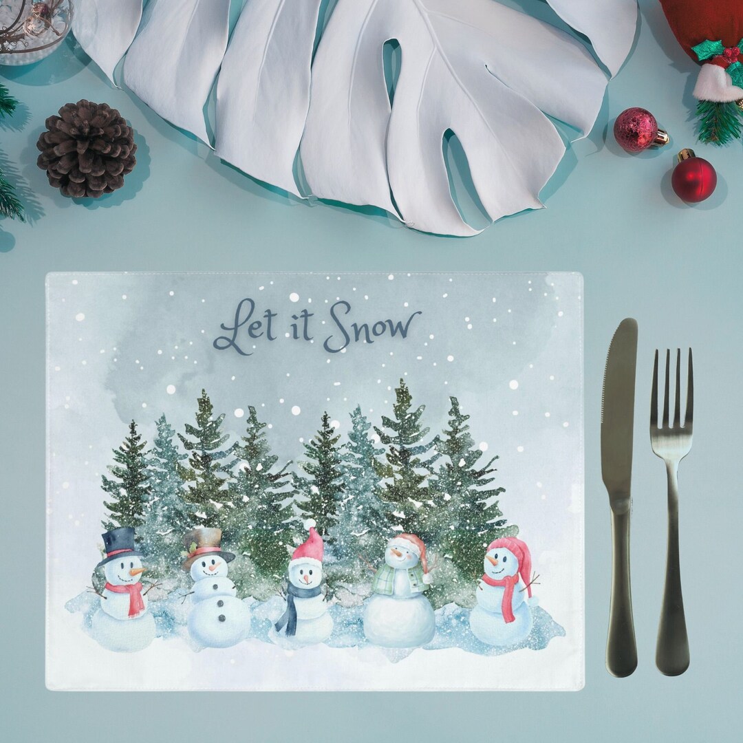 Let It Snowmen, Christmas Snowmen Placemat, Snowmen Place Setting, Holiday Placemats, Festive