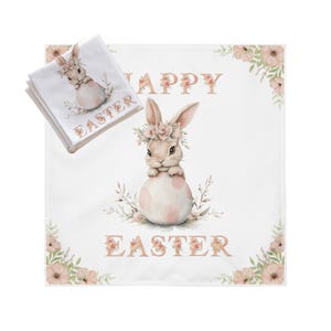 Bunny Blooms Cloth Napkins: Easter Floral Napkin Set of 4
