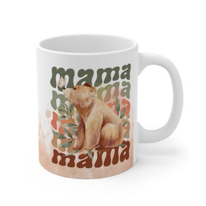 Mama Bear Mug, Bear with Butterfly Cute Ceramic Mug New Mom Gift for Her Mama Bear Gifts for Mothers Day Mom Coffee Mug Beautiful Bear Mug