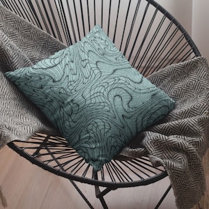 Radiant Mint Square Pillow Cover, Decorative Pillow Cover with Swirls, Green Pillow Cover for Bed or Couch, Unique Throw Pillow Cover