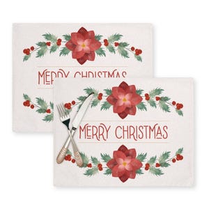 Weihnachtsstern-Weihnachtstischsets (2er-Set) - Feiertags-Tischdekoration aus Baumwolle