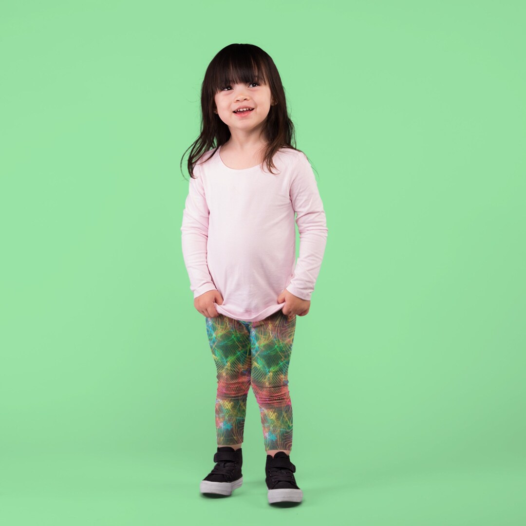 Rainbow Shine Kids Leggings, Rainbow Colors Funky Abstract Toddler