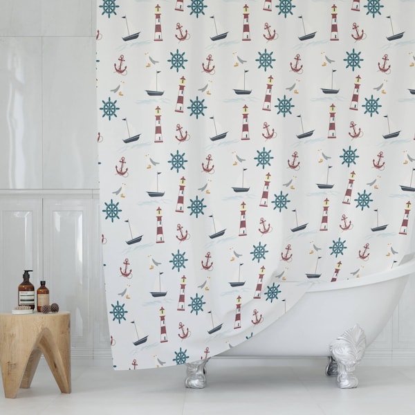 Anchor Shower Curtain Etsy
