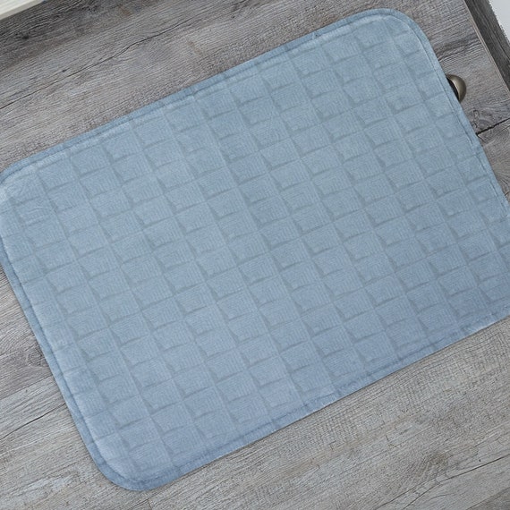 Blue Square Echo Memory Foam Bath Mat, Blue Geometric Bath Mat, Optical  Illusion Bath Mat, Microfiber Non-slip Bath Rug 