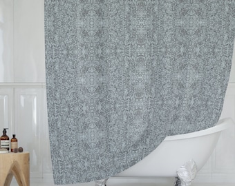 Baroque Pearl Grey Shower Curtain: Abstract Modern Bathroom Decor