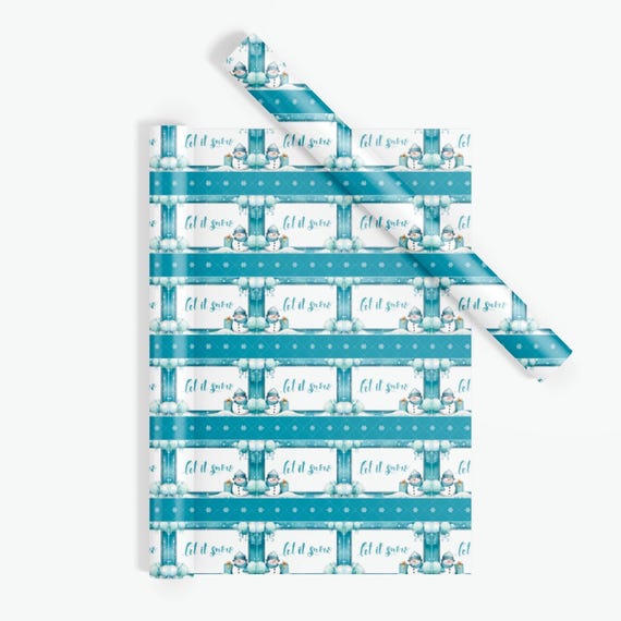 Snowflake Christmas Wrapping Paper: Blue Winter Gift Wrap Roll