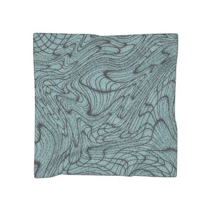May include: A blue and black abstract pattern with wavy lines and a textured background.