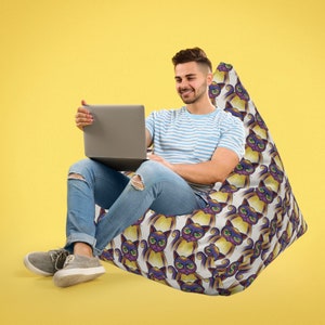 Purple Cat Pattern Bean Bag Chair Cover: Groovy Living Room Decor