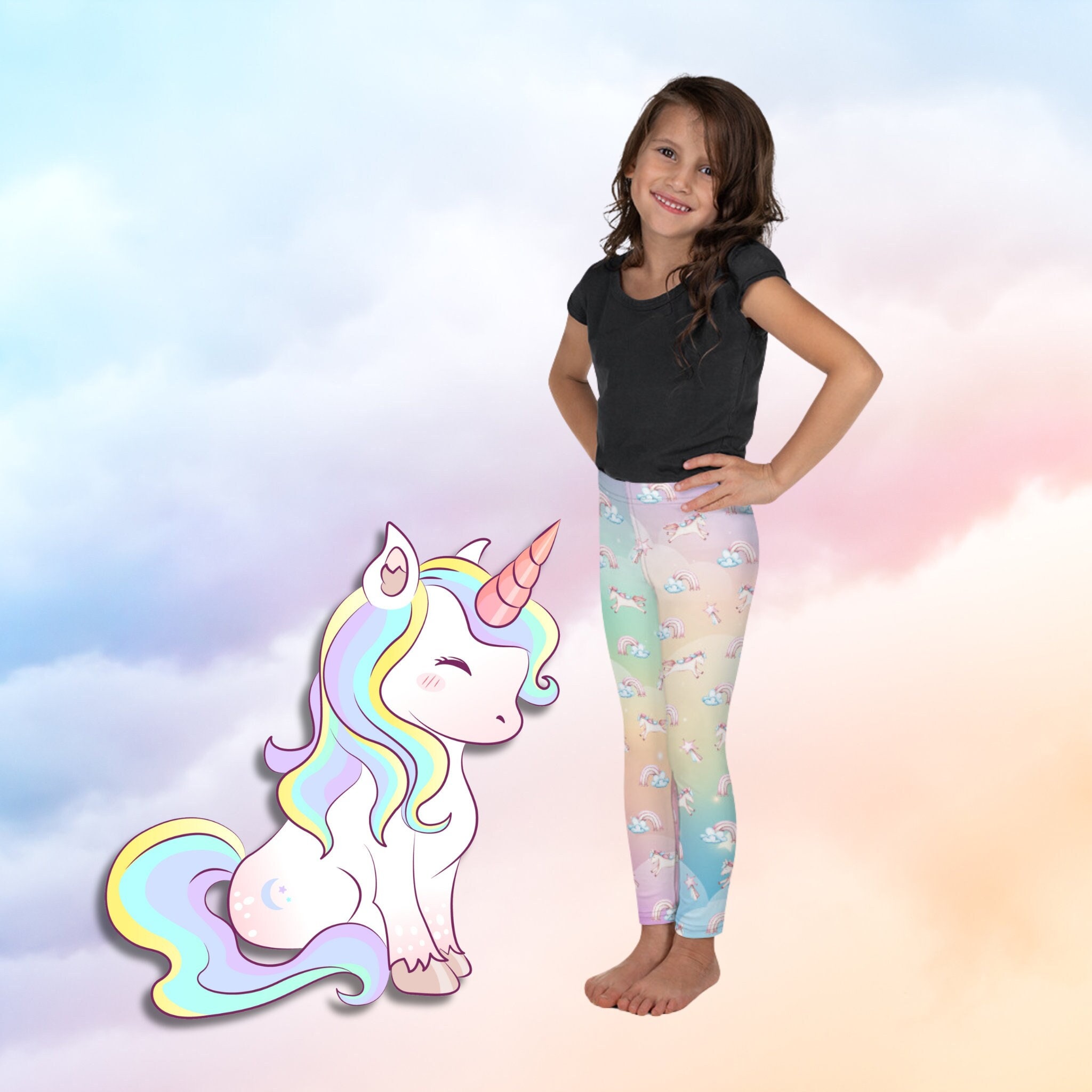 Unicorn Rainbow Kids Girls Leggings (2T-7), Kawaii Toddler Children Cute  Printed Yoga Pants Graphic Fun Tights Gift Daughter