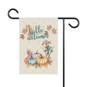 Hello Autumn Garden Flag: Pumpkin & Leaves Banner image 2