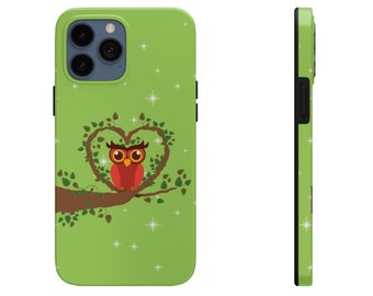 Owl iPhone Case: Green Hoot Lover Tough Phone Case