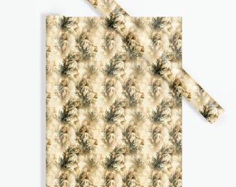 Vintage Angel Wrapping Paper Roll, Elegant Christmas Gift Wrap