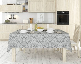 Geo Circles Silverduk: Modern geometrisk bordslinne